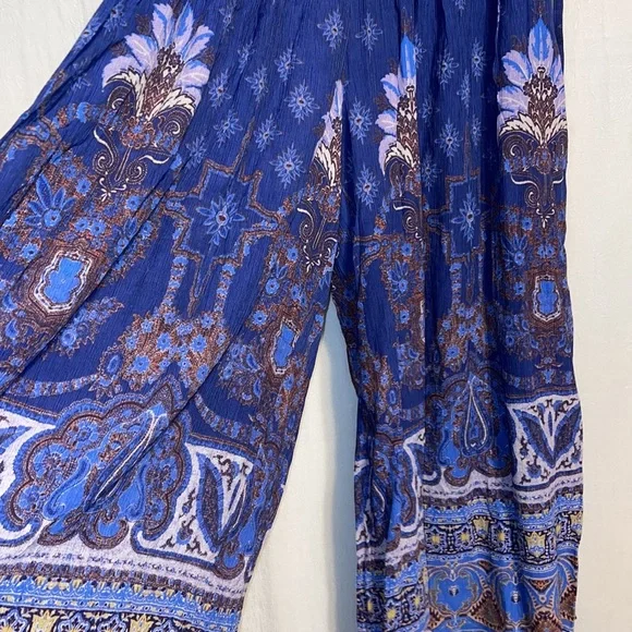 Free People Blue Paisley Wide Leg Pants - Picture 5 of 7